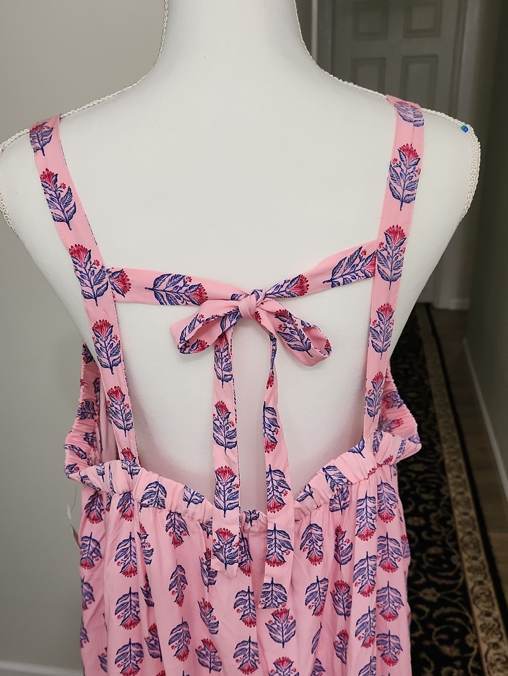 Old Navy Pink Posies Tie Back Cutout Ruffle Maxi Dress Plus Size 3X NWT - Picture 14 of 16